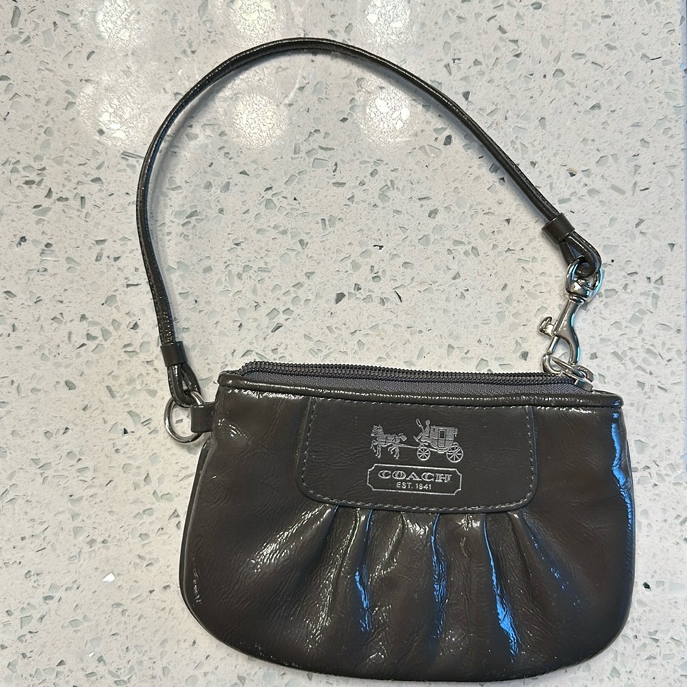 Coach Grey Patent Leather Wristlet